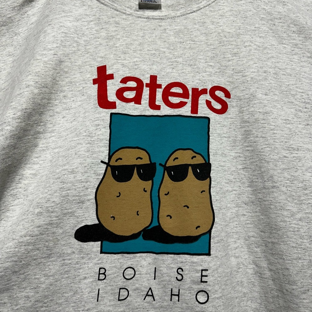 Gildan Light Gray T-Shirt with Red Taters Graphic